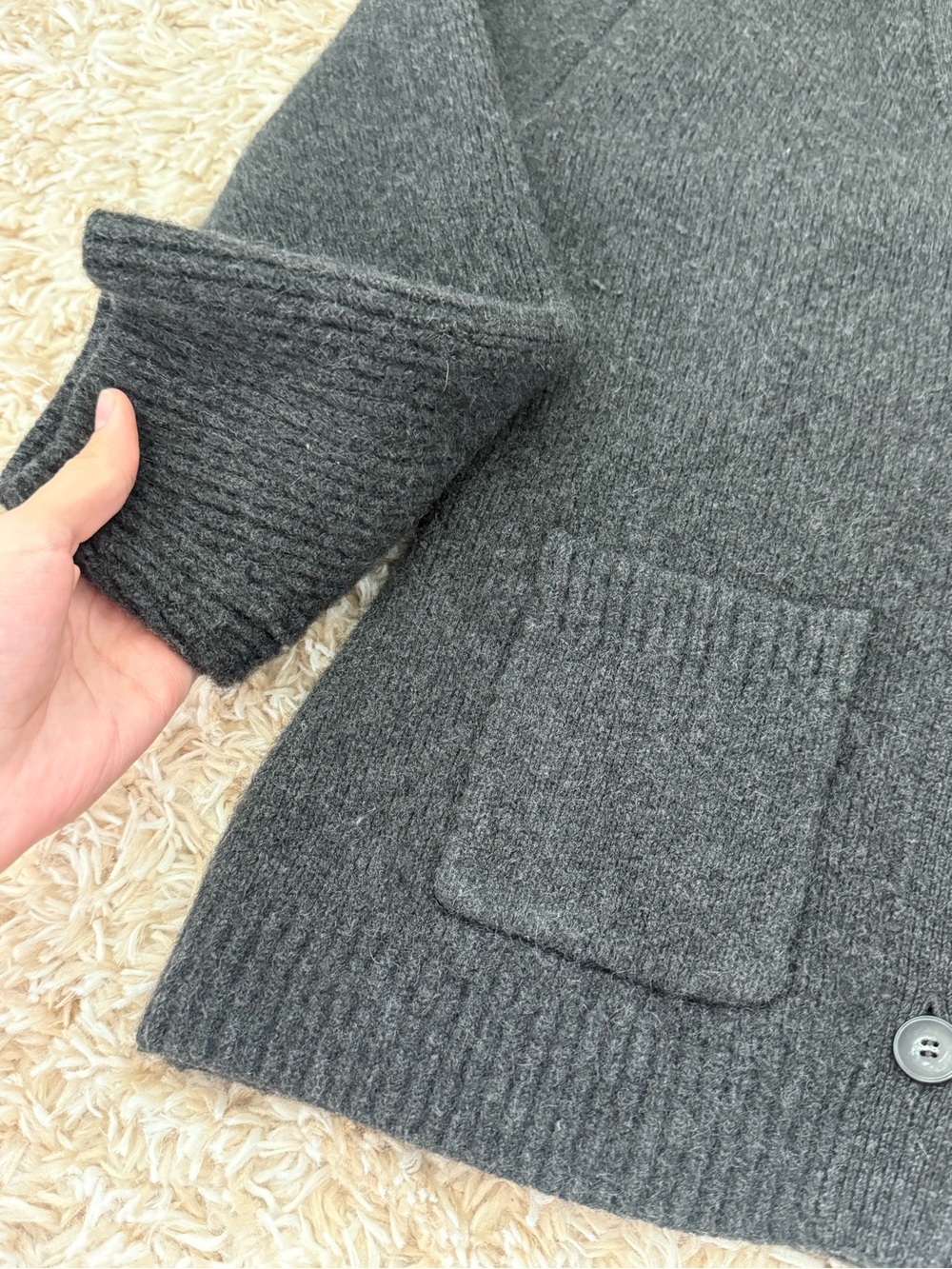 NAADAM Charcoal Button Front V-Neck Cardigan - Picture 5 of 5